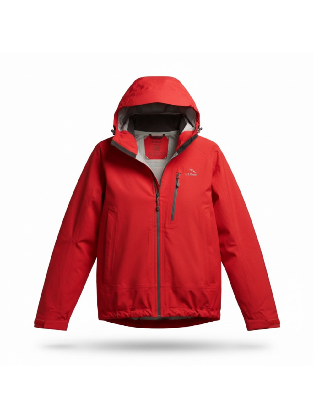 L.L.Bean Men's XL Rain Jacket Red Waterproof Hooded Nylon Shell 281313